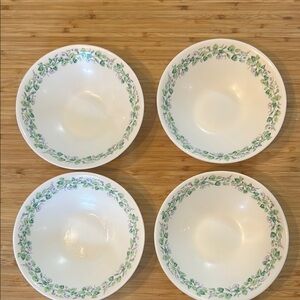 Acropal France 4 lavender and Green Floral Bowl Set